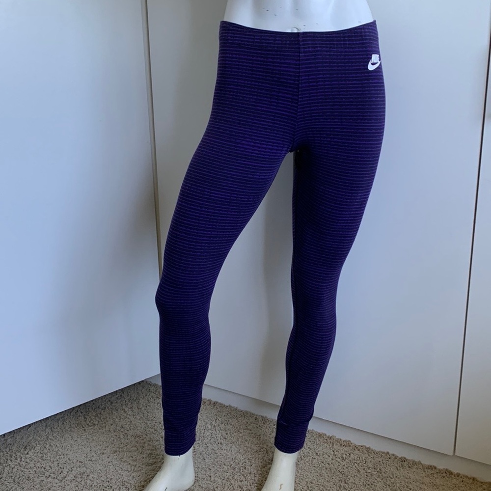 Nike purple/black striped compression leggings
